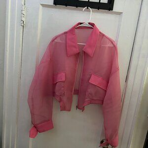 AKIRA Pink Mesh Zip-Up Jacket